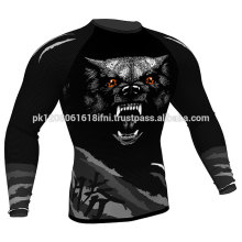 wolf printed sublimation gym sports compression wear rash guard